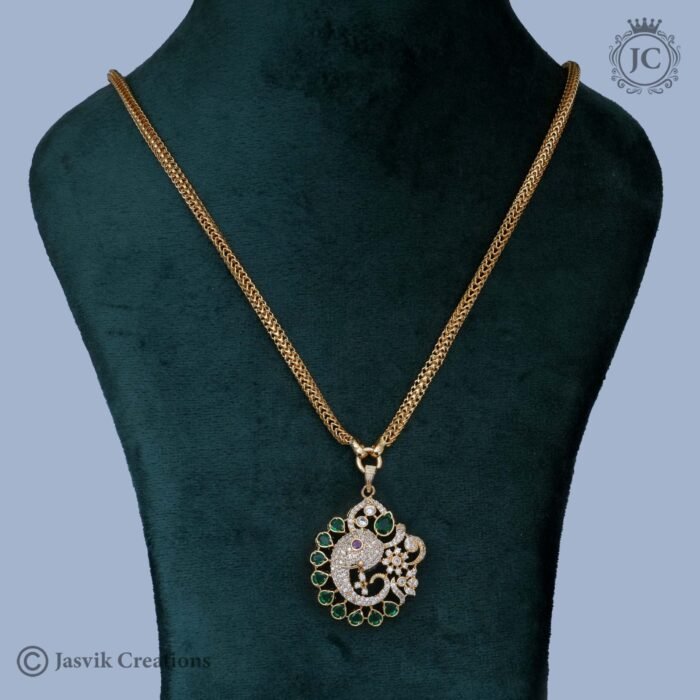 326 Vinayagar Dollar chain Green- JCCH326 - 24 650 30 750 (6)