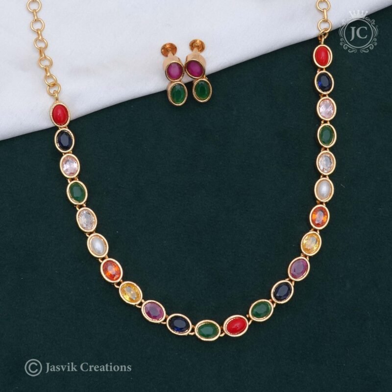 Microplated-Navarathna-Necklace - JCNL362