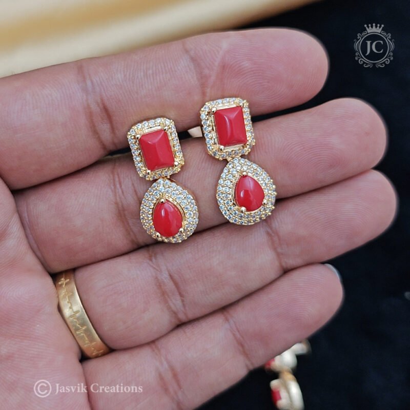 Micro-Plated-AD- Coral - Ear Ring - JCER366 - Image 2