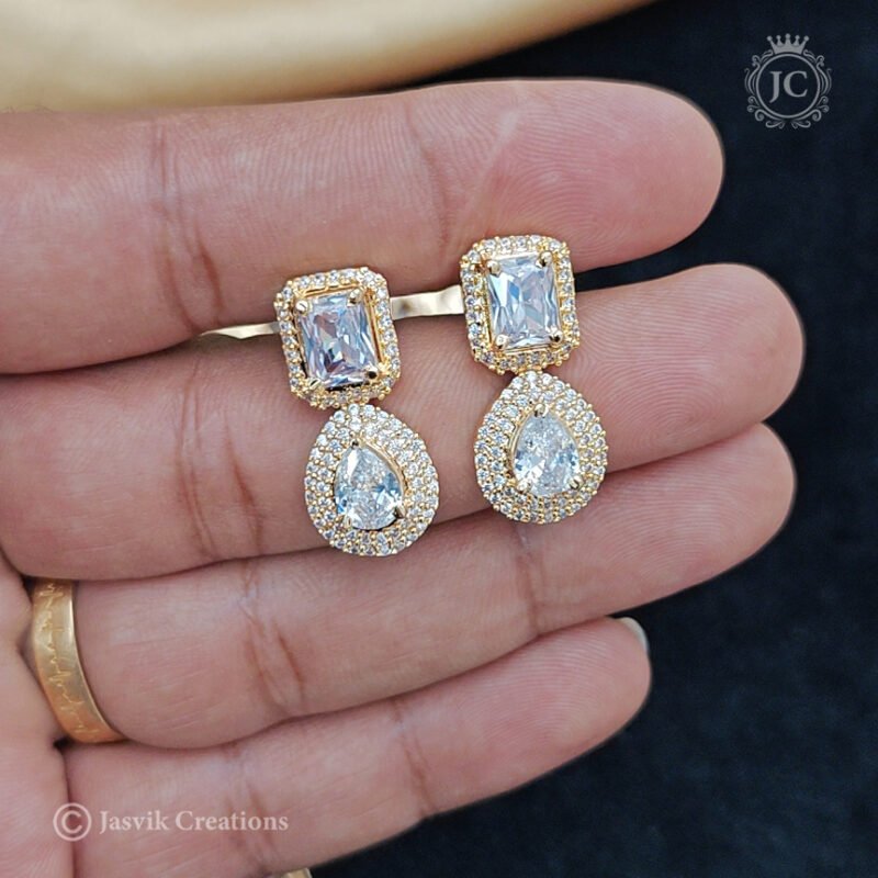 Micro-Plated-AD-White Stone - Ear Rings - JCER369 - Image 2