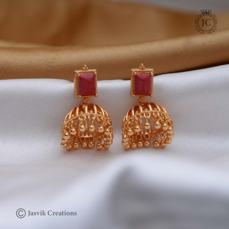 Micro-Plated-Coral Stone - Jhumka - JCER376