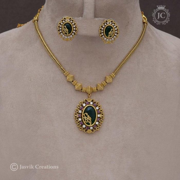 376 Premium Antique Emaeald Necklace - JCNL376 - 750 (2) 376 Premium Antique Emaeald Necklace - JCNL376 - 750 (2)