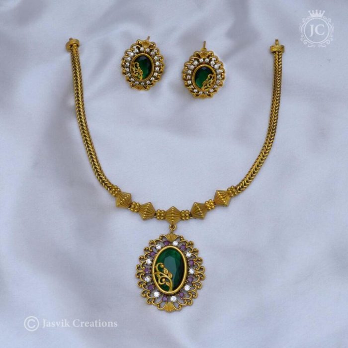 376 Premium Antique Emaeald Necklace - JCNL376 - 750 (3) 376 Premium Antique Emaeald Necklace - JCNL376 - 750 (3)