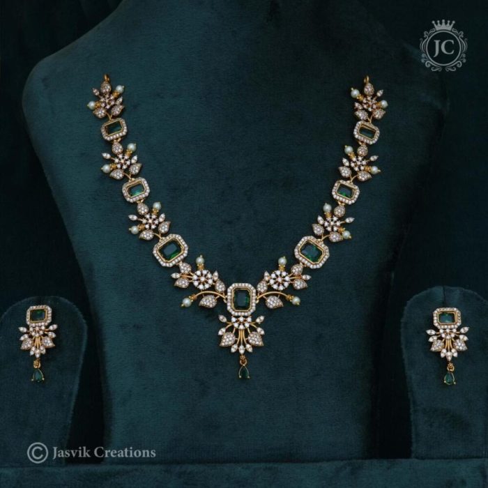 382 Premium Enmerald NEcklace- JCNL382 - 750