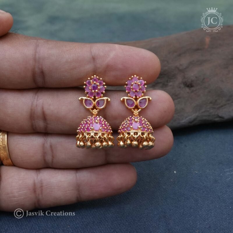 AD Jhumka Ruby  - JCER398 - Image 2
