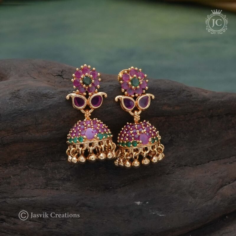 399 AD Jhumka (Ruby Green)  - JCER399