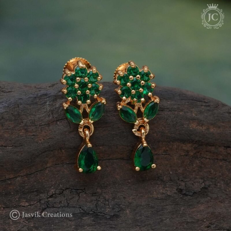 Emerald Flower Ear Rings - JCER403
