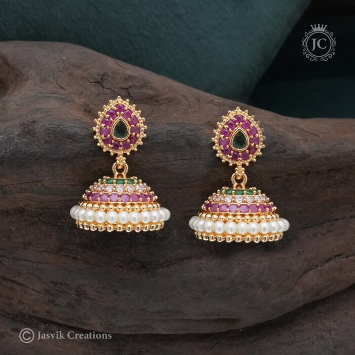 426 Micro-Plated-Pearl-Jhumka-(-Multi-)-JCER426 --375