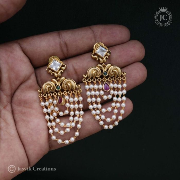 428 Premium LAyer Pearl statement Ear Rings - JCER428- 499 (3)