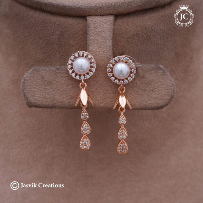 63 Rose gold Long Ear Ring- JCRG063 - 170