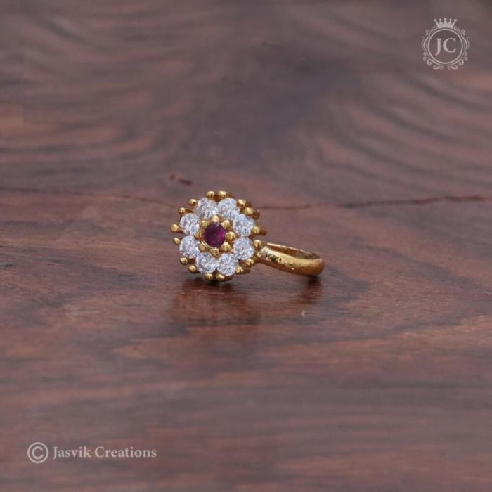 9 AD Red White Flower Pattern Nose Pin- JCNP009 - 99 (1)