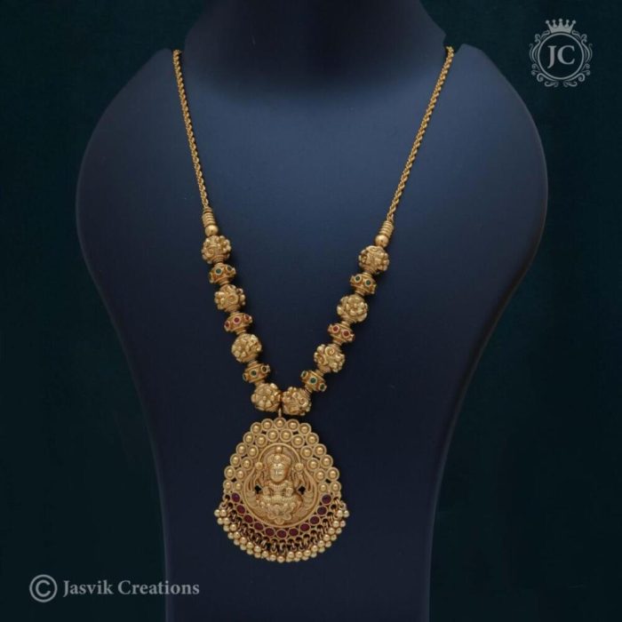 Premium BRass Base Ball Chain with Lakshmi Pendent Mid Haram – JCHM060