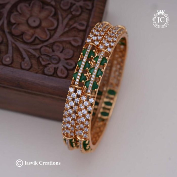 212 Micro Plated AD Bangle (Green White JCBN212 )- 750 (2)