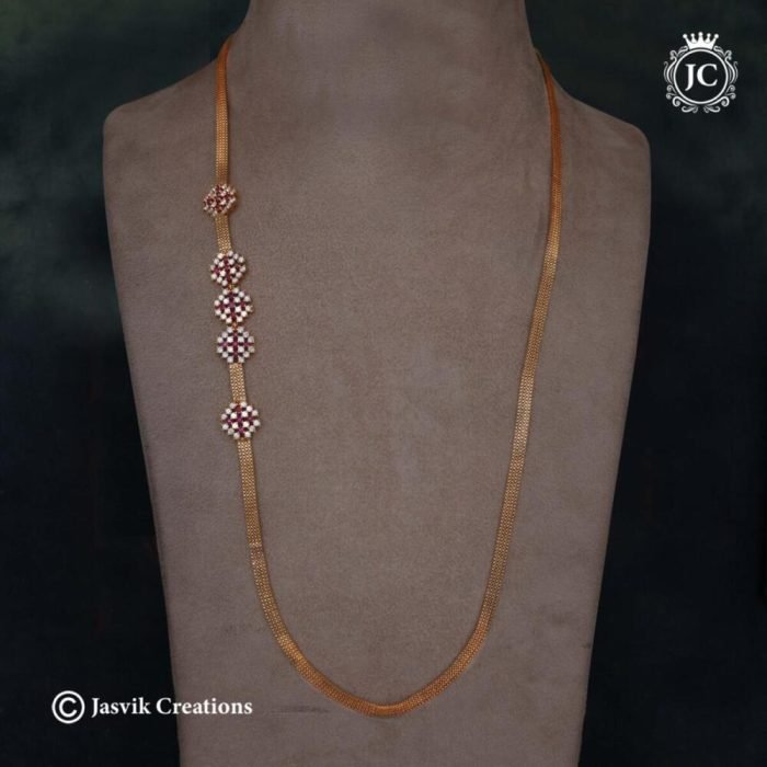 389 Micro Plated Nugappu chain (Red White) - JCCH389 - 550 (3)