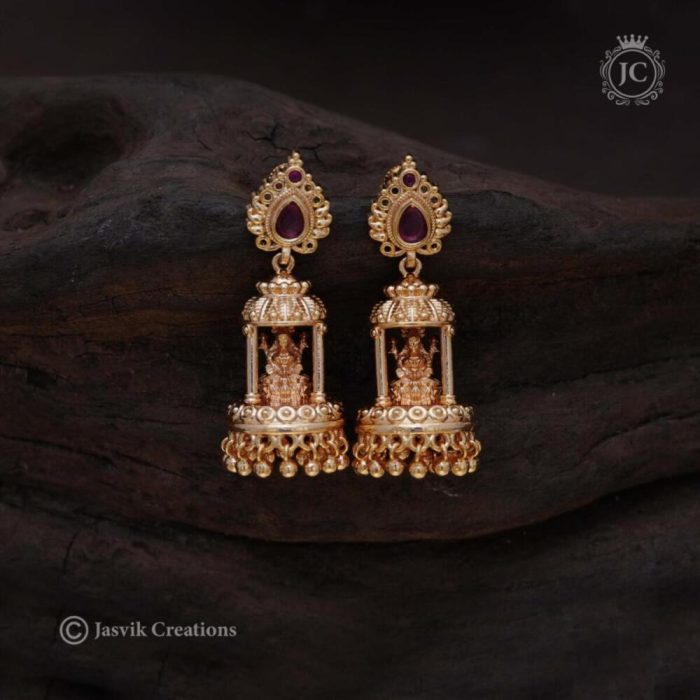 434 Micro plated Lakshmi Mandabam Jhumka - JCER434 - 375