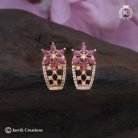 447 Micro-Plated-AD-J-type-Ear-Rings(-Flower-Pink-)-JCER447 -170 (1)