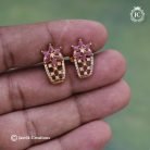 447 Micro-Plated-AD-J-type-Ear-Rings(-Flower-Pink-)-JCER447 -170 (2)