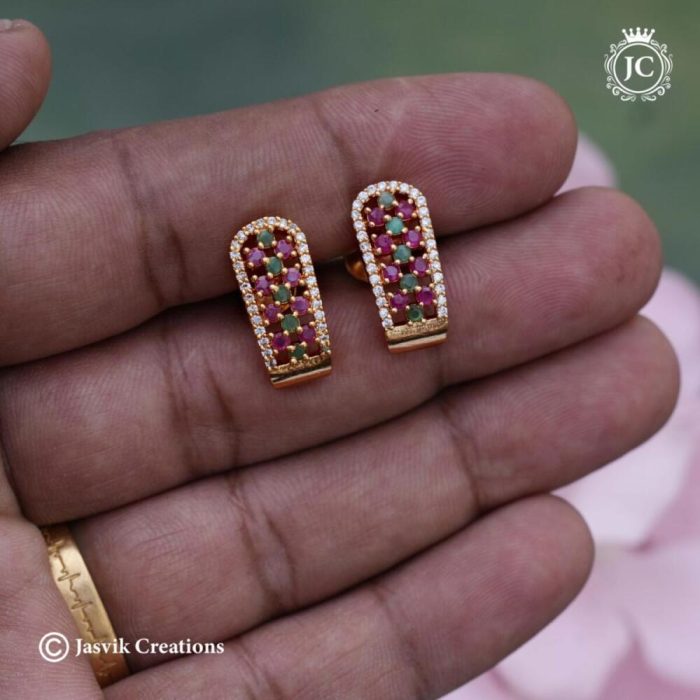 448 Micro-Plated-AD-J-type-Ear-Rings(-Multi-)- JCER448-170 (2)