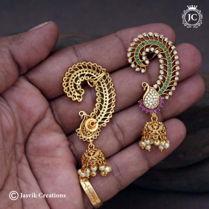 476 Peacock AD Ear Cuff Jhumka - JCER476 -499 (3)