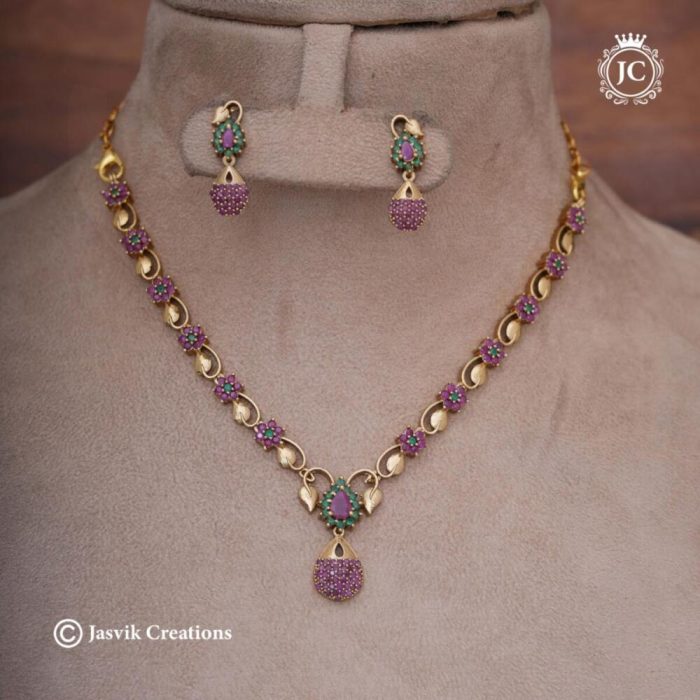 497 Premium Drop NEcklace( Red Green)- JCNL497 -450 (2)
