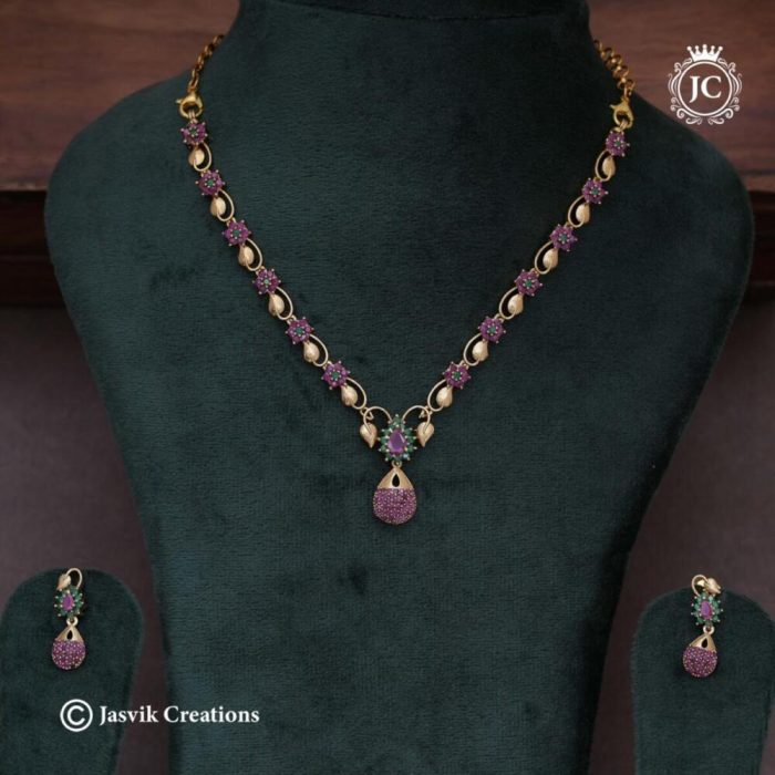 497 Premium Drop NEcklace( Red Green)- JCNL497 -450 (3)