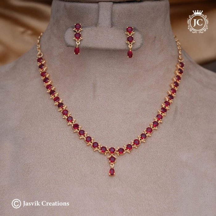 509 Microlplated-REd-Stone-Necklace- JCNL509 --750-(3)