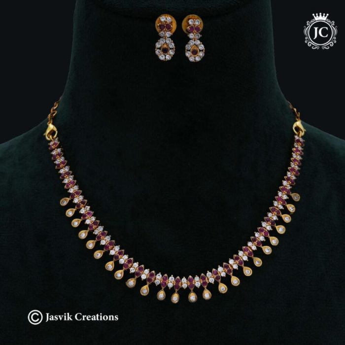 530 PRemium AD NEcklace( Red White - JCNL530 -) 550