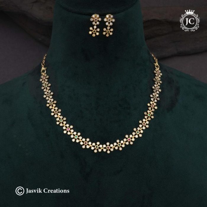 537 Premium Antique Matte Flower Necklace - JCNL537 - 450