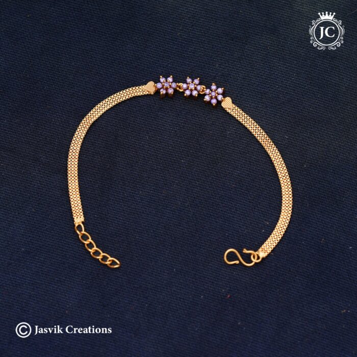 61 Gold Look 3 Star Bracelet Lavender - JCBT061 -220