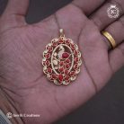 80 Micro Plated AD Corel Peacock Oval Pendent- JCPT080 - 499 (6)