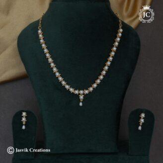 Micro Plated White Pearl  Necklace - JCNL516