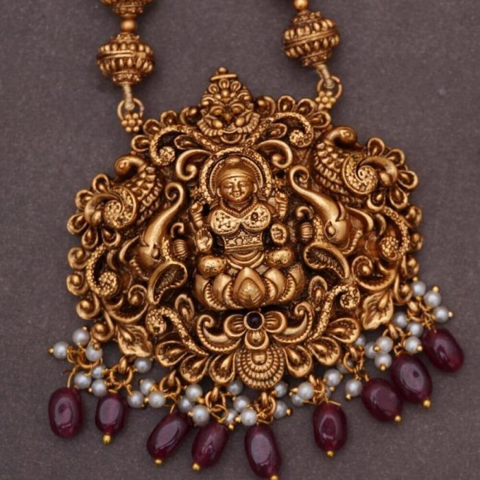 160 Matte-Finish-Lakshmi-Chetti Nadu-Mid Haram ( Red Hangings ) JCHM160 (3)