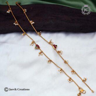Premium Antique Lotus with Pearl Anklet - JCAT032