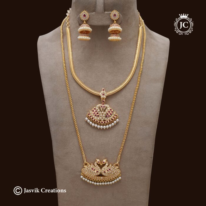 430 TRaditional PEacocok PEarl woith Rani Pink combo Set - JCCM430 - 1899