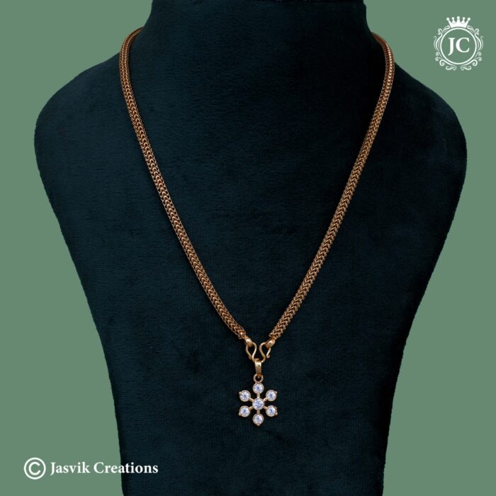 440 Diamond Replica Flower Pendent wit net Short chan-- JCCH440- 499 (2)