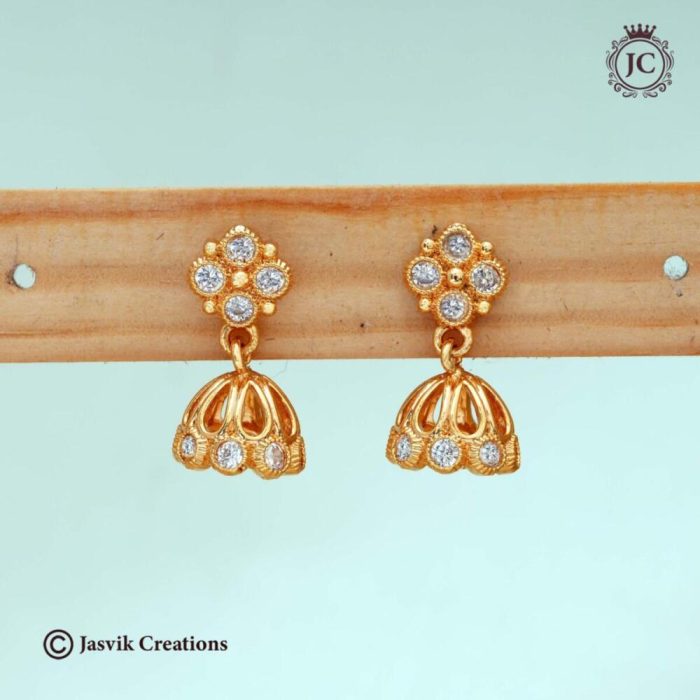 537 Real Gold Cute Stone Jhumka- JCER537 -190 (4)