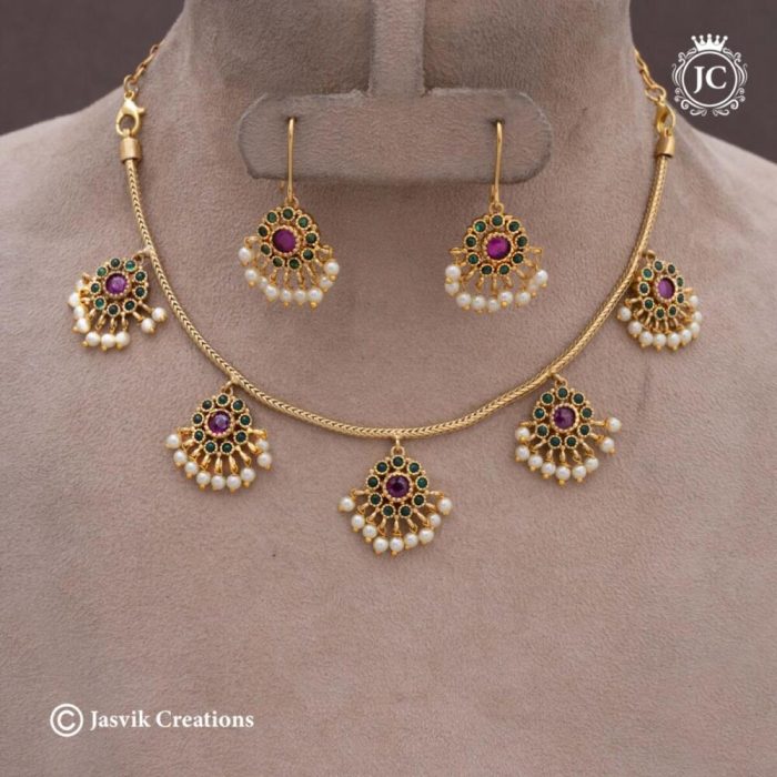 553 Premium TRaditional Kemp NEcklace ( Green Red ) - JCNL553 (2) - 550