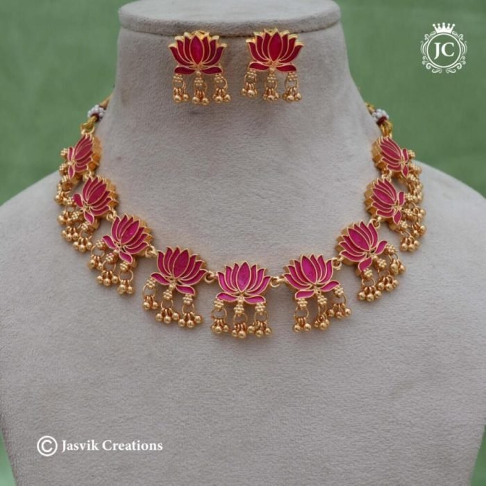 576 Matte-Finish-Trending-Red--Lotus--NEcklace-- JCNL576 -399-(6) 576 Matte-Finish-Trending-Red--Lotus--NEcklace-- JCNL576 -399-(6)