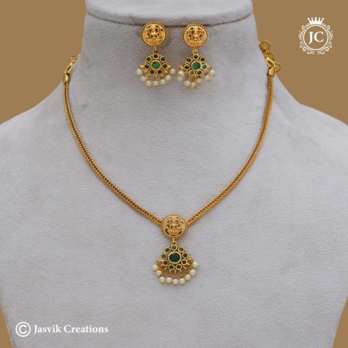578 Antique Simple Lakshmi Green NEcklace - JCNL578- 450 (2)