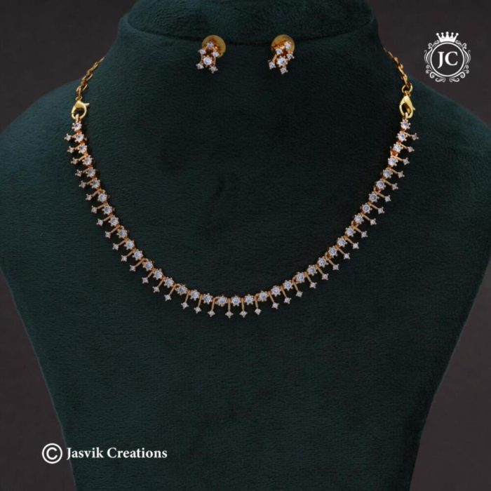 582 Micro plated White AD Necklace- JCNL582 - 499 (2)