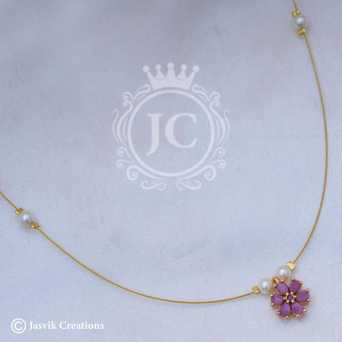 587 Simple Invisible Flower Necklace - JCNL587 - 170 (2)