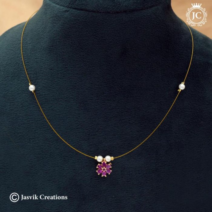587 Simple Invisible Flower Necklace - JCNL587 - 170 (3)