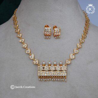 Real-gold-Inspired-Impon-White-with-pearl-Necklace-  JCNL595