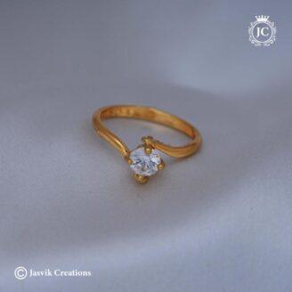 Microplated white Stone Finger Ring ( Medium Size Only )  - JCFR065