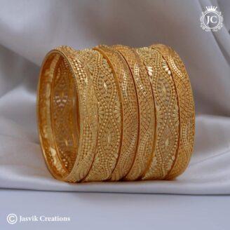 Gold-Look-Micro-Plated Bangle Combo Set - JCBN171