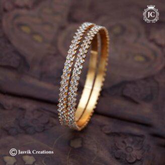 Microplated White Stone Bangle - JCBN249