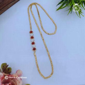 Microplated Stone Mugappu Chain ( 24 Inch ) - JCCH472