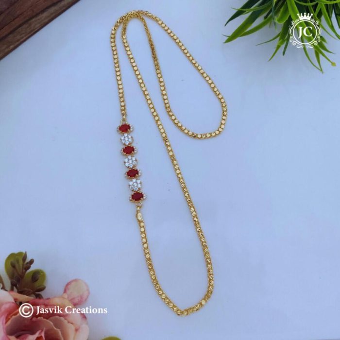 466 Microplated Stone Mugappu Chain 24 Inch - JCCH466 - 650 (3) copy 2