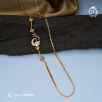 Microplated AD Peacock Mugappu Chain - JCCH506