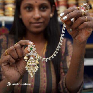 GJ Finish Big Bridal Jhumka With Mattal - JCER542
